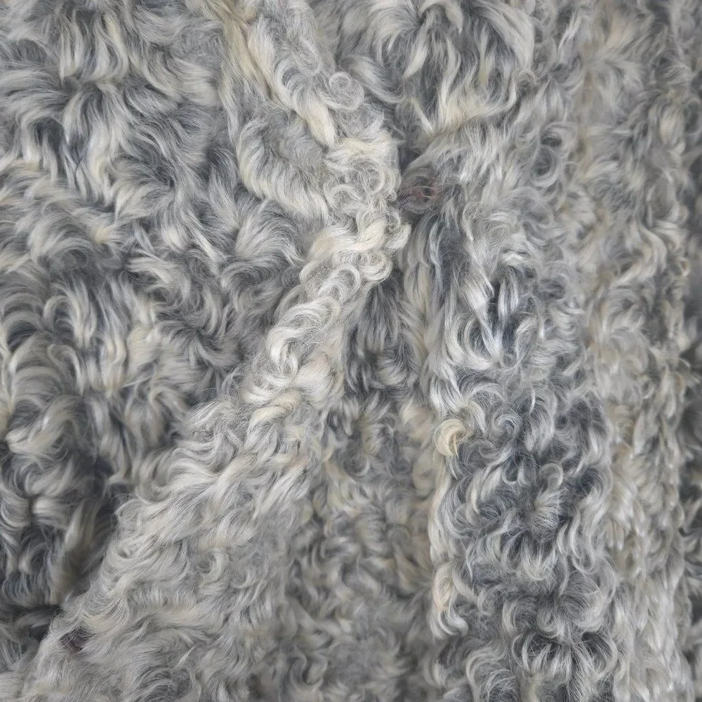 Vintage 50s Curly Lamb Mongolian Fur Coat Beige Gray Womens M Jordan Marsh - Picture 9 of 13